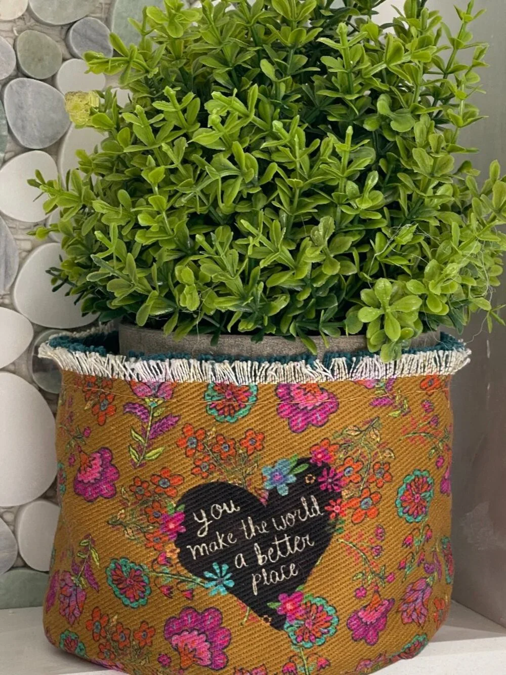 Nearly Natural Faux Boxwood + Natural Life Planter Cover Decor Bundle-NEW